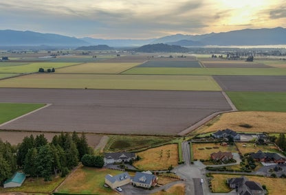 Aerial view of farmland in Burlington, WA